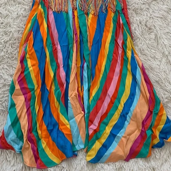 NWT farm rio striped scarf wrap maxi dress in rainbow - Picture 10 of 11